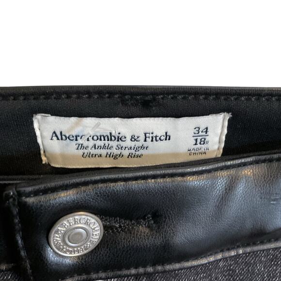 Abercrombie & Fitch Pants Women 18R Faux Leather Ankle Straight Ultra High Rise - Picture 4 of 16